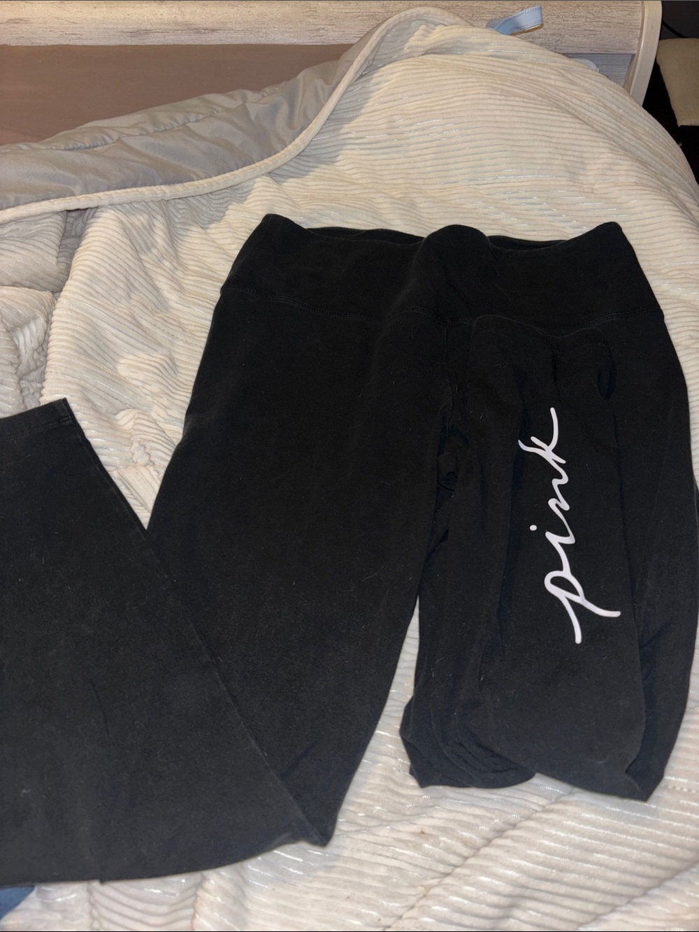 PINK Victoria's Secret Black Leggings with Script Logo
